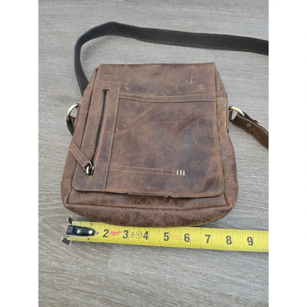 Distressed Brown Leather Crossbody MessengerBag Small TravelSatchel Shoulder Bag